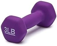 Amazon Basics Neoprene Dumbbell Hand Weights, Easy to Grip, 3 Pounds, Purple, Pair - 1