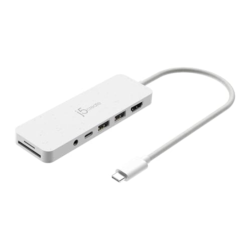 Hub multi-ports USB-C J5Create JCD373EW blanc adaptateur PC portable PD