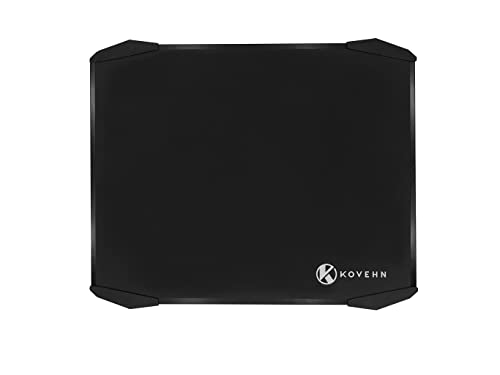 KOVEHN Dual-Sided Aluminum Hard Mouse Pad (L) - Non-Slip Silicone Feet - Strong and Durable Dual Surface Mousepad for Office and Gaming (Jet Black)