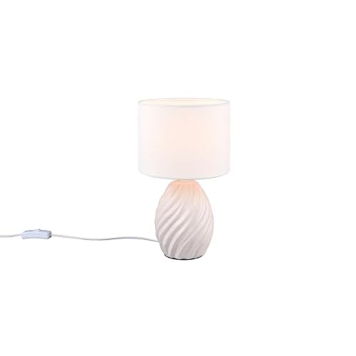 lightling Tischlampe Melina, mit Schnurschalter, Korpus aus Keramik, Stoffschirm in weiß, IP20 Indoor, exkl. 1 x E14 max. 40W, weiß matt