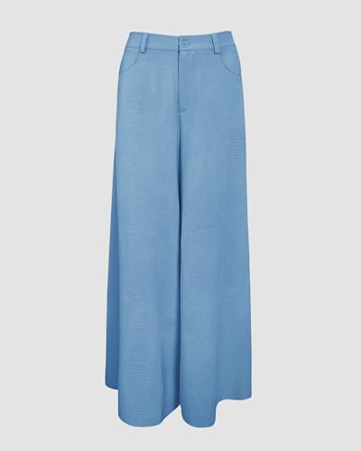 Image of CHICME Women Summer 2 Piece Outfits Off Shoulder Top Flowy Wide Leg Pants Set Vacation Travel Airport Outfits
