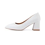 Las mujeres Zapatos de Tacón Señora Zapatos con Punta Puntiaguda Elegante con Medio de Aguja Zapatos de Novia, Color blanco., 37 EU