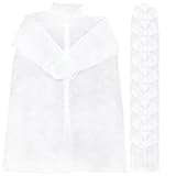 OKUMEYR Weiße Einweg Laborkittel aus Vliesstoff 10 Stück Langärmlig mit Kragen und Taschen Arbeitskleidung für Labor und Lackierarbeiten