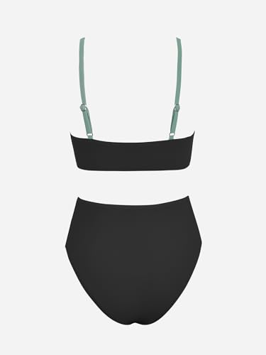 Image of CUPSHE Women's Bikini Sets Two Piece Swimsuit High Waisted V Neck Twist Front Adjustable Spaghetti Straps Bathing Suit