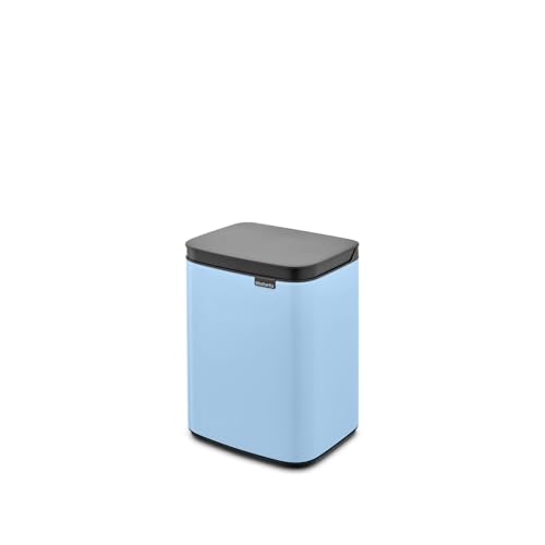 Image of Brabancia 224003 Trash Can with Lid, Manual Type, Water Resistant, 4L Width 7.9 x Depth 6.8 x Height 10.7 inches (20 x 17.2 x 27.2 cm), Made in Belgium, Bo Westbin, Dreamy Blue