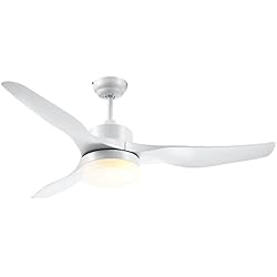 Ventilador Stem Con Luz HOMCOM Ventilador de Techo Motor DC 20,5W Diámetro 132 cm con Mando a Distancia Luz LED Ajustable de 3 Niveles 3 Aspas Reversibles 6 Velocidades y Temporizador para Dormitorio Salón Acero