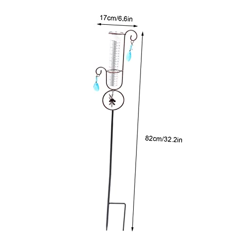 Happyyami Schmiedeeisen Regen Messer gartendekoration Garden Decor dekorativer Regenmesser Rahmenverzierung Zeichen im Freien Spiralbehälter Halter für Regenmesser Behälter für Regenmesser – Bild 4