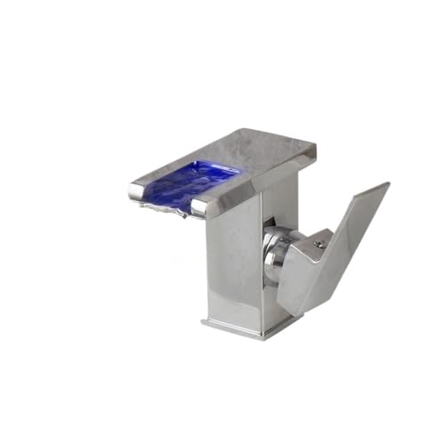 Robinet cascade de salle de bain LED mitigeur chaud-froid noir sur pont pour vasque