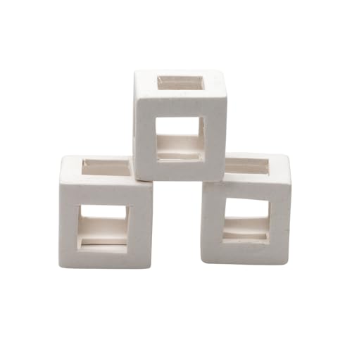 GRNLO Shrimp Playcube | Aquarium Deko Versteck Würfel aus Keramik | Rückzugsort & Kletterplatz für Garnelen & Krebse | Ideal zum Bepflanzen | Nano Deko & Rückzugsort 2 x 2 cm - weiß