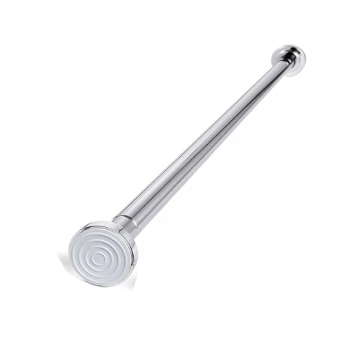 ARA CHOICE Shower Curtain Rail Extendable Pole Tension Rod Chrome Bath 125-220cm Rail Clothes Pole Curtain Rods Spring Tension Rod Adjustable Hang Clothes Stainless Steel Silicone Base