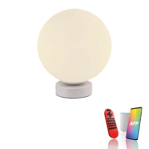 LED Tischlampe Glasschirm Weiß Wohnzimmer Schlafzimmer Ø20 cm 10 W 2700-5000 K Kugel dimmbar RGB Licht Smart Home Nachttischleuchte Modern MARDIS LED Tischlampe Glasschirm Weiß Wohnzimmer Schlafzimmer Ø20 cm 10 W 2700-5000 K Kugel dimmbar RGB Licht Smart Home Nachttischleuchte Modern MARDIS