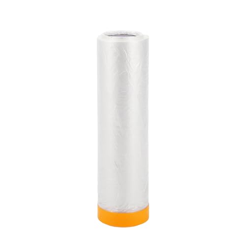 Image of 1 Pcs for Wall Covering Frames Cars Auto Body Paint Supplies Pre-Taped Masking Film Plastic Cover 1000x270cm / 32.81ftx106.30 inch White Orange PE Film