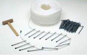 運動会 ラインロープSPホワイトΦ6mm 200m&クギ80本セット 木ハンマー付 グランド整備 保育学校用品こども良品