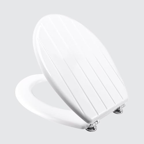 White Wooden Toilet Seat with Toilet Seat Fittings 18’’ (45 Cm) Oval