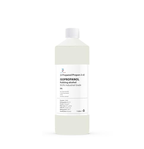 True Chem Isopropyl Alcohol IPA 99.99% Pure 1 Litre - High Purity Isopropanol Rubbing Alcohol for Cleaning Electronics Equipment Tools Glass & Hard Surfaces