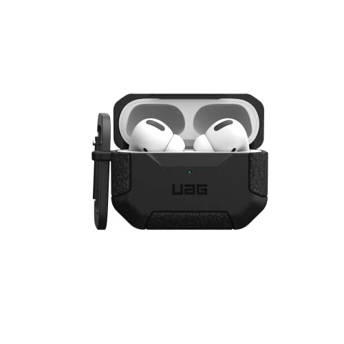 Urban Armor Gear UAG Designed for AirPods Pro Case (2nd Generation 2022) Scout Black - Premium Rugged Hard Shell Full Protective Case Cover with Detachable Keychain Carabiner