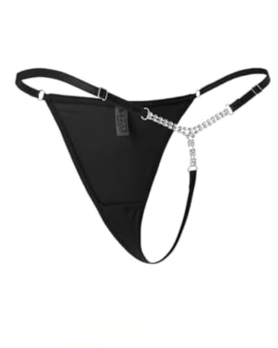 Image of Sexy Crystal Chain Thong Panty for Women - Luxury Rhinestone G String Lingerie, Gold Body Jewelry Bikini Underwear, Glamorous Panties, Bridal Thong Free Size, Gold Color