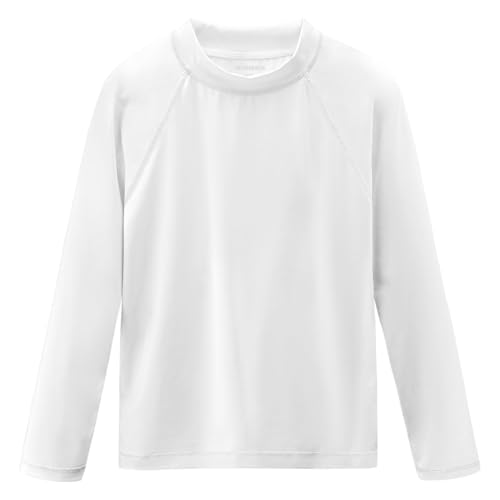 Boys Rash Guard Long Sleeve Sun Protection UPF50+ T Shirts Rashguard Swim SPF Surf ShirtsQuick Dry Cool Beach Clothes for Toddler Babies Infant Kids White 18-24M