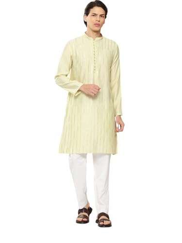 Kurta homme brodé en soie verte avec pyjama pour un style indien élégant