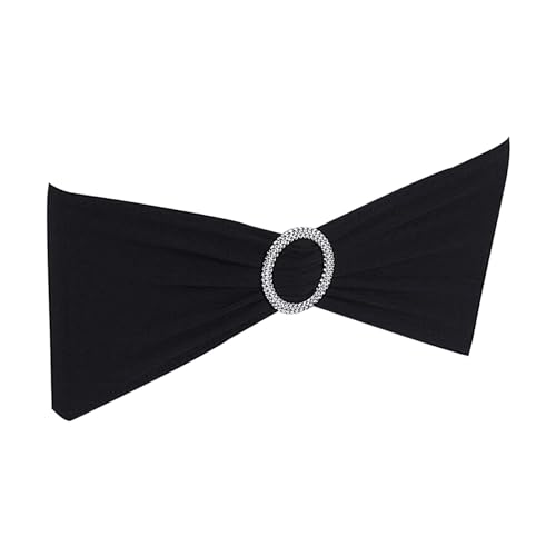 Guangcailun 50x banda de cubierta de silla con bordes exquisitos con hebilla, fajas deslizantes, lazo, funda para silla de boda elástica Premium, banda de tela, Negro