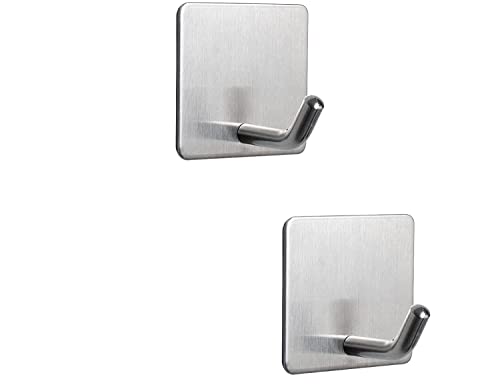 Image of Golden bird Adhesive Wall Hooks for Hanging Hold Strongly, Reusable Adhesive Hooks for Wall, Multi-Surface Damage Free Hooks for Hanging Stainless Steel Waterproof (Silver, 2)