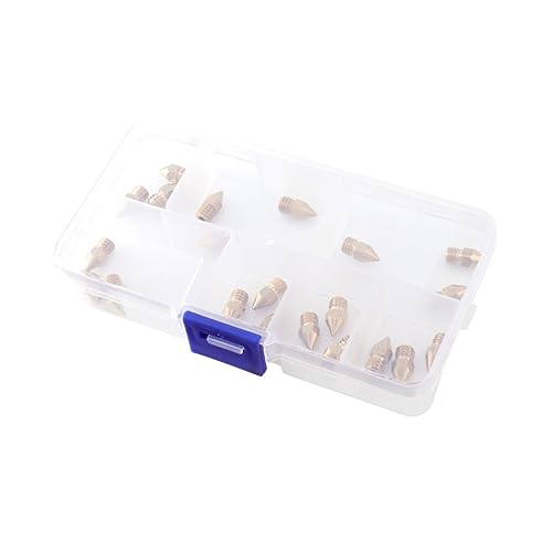 JECOMPRIS 22 Pcs 3d Printer Brass Tip Nozzle Assorted Sizes for Printer Accessories and Nozzle Replacement Random Color