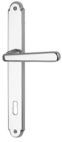 Preisvergleich Produktbild Drückergarnitur Antik Türbeschlag Messing / 1 Paar Türklinken für Zimmertüren ALT WIEN / Griff Chrom poliert glänzend / Türgriff Innentür / BB-Buntbart / Langschild-Garnitur mit Befestigungsmaterial