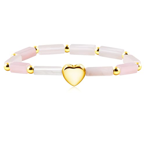 Image of Cuboid Love Elastic Bracelet, Crystal Energy Stone Anxiety Relief Yoga Jewelry for Women Male (Heart-shaped Charm Can Be Customized Name)