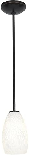 Champagne - E26 LED Rod Pendant - Oil Rubbed Bronze Finish - White Stone Glass Shade