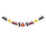 WEKAMOS Fire Truck Birthday Banner Unique Firefighter Theme Party Decoration Easy to Assemble Pull Flag for Birthday Celebrations for Indoor Decor