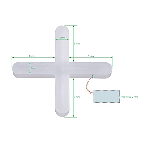 Fliesenkreuze,1000 pcs Fliesenabstandhalter Fugenkreuze Kunststoffkreuze Fliesen Abstandhalter Fliesenfugen Abstandshalter Laminat,für Terrassenplatten Leichmäßigen Abstand,Können Verfugt Werden(2mm)
