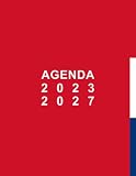 Agenda 5 ans 2023 2027: Planificateur mensuel de 60 mois | Janvier 2023 Jusqu'à Décembre 2027 | 2 pages par mois calendrier organiseur semainier grand format A4 | Couleur Rouge