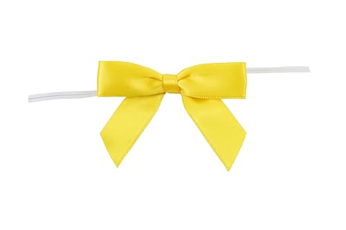 Reliant Ribbon 5171-07903-2X1 Satin Twist Tie Bows - Small Bows, 5/8 Inch X 100 Pieces, Yellow by Reliant Ribbon - Used condition - US$6.04