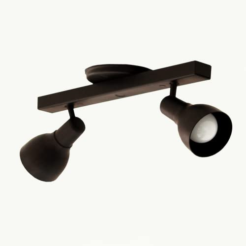 Luminária Trilho Spot Duplo Com Canopla 2 Lâmpadas Direcionáveis E27 Cor:Preto