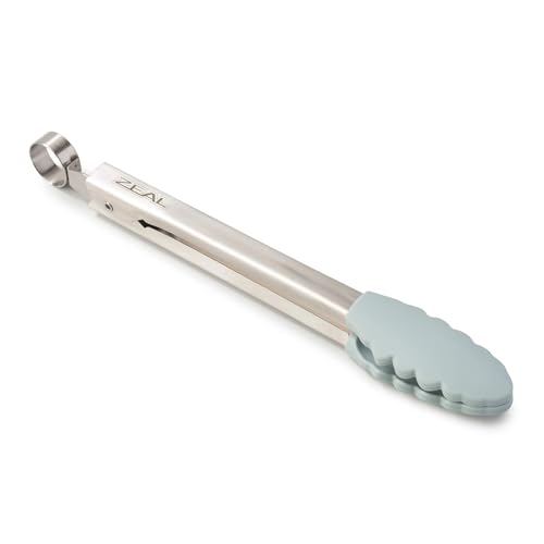 Zeal Silicone Non Stick Kitchen Mini Tongs with Stainless Steel Handle (20cm) -Duck Egg Blue, 20 cm by Zeal - Used condition - US$15.00