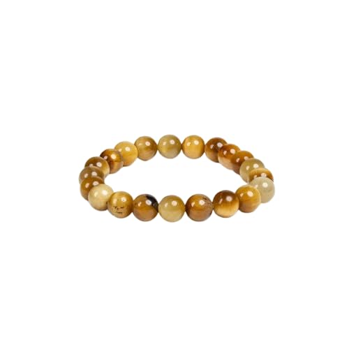 look and adorn - handmade with love LOOK AND ADORN Beaded Golden and Brown Tiger Eye Bracelet for Unisex, 6.5 Inches-picture-22