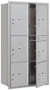 Salsbury Recessed Mounted 4C Horizontal Mailbox - Maximum Height Unit 56.75 in. - Double Column - Stand-Alone Parcel Locker - 1 PL4s, 2 PL4.5s, 1 PL5 & 2 PL6s, Aluminum - Front Loading