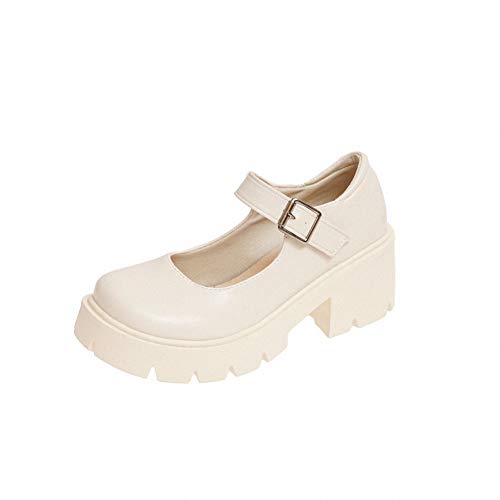 Image of Women's Platform Mary Janes Heart Cat Buckle Rivets Ankle Lolita Gothic Princess Platform Pumps Patent Leather Thorn Vintage Traditional Embroidery Upper Dress Shoes