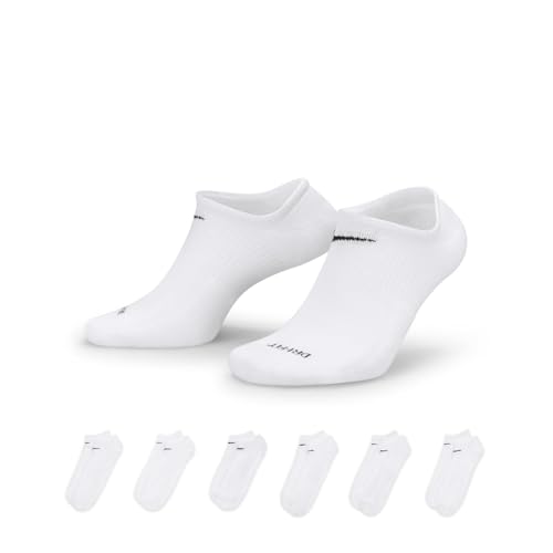 Nike Unisex Everyday Lightweight Training No-Show Socks (6 Pairs) White/Black Large