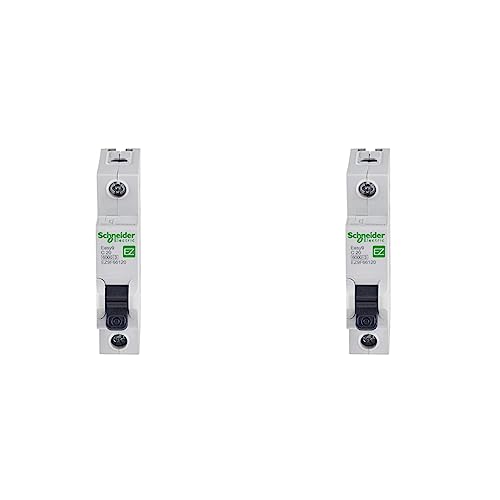 Image of Schneider Electric Easy9 - MCB Miniature Circuit Breaker, 1 Pole, Type C, 6kA Breaking Capacity, 20A, 230V, EZ9F66120 (Pack of 2)