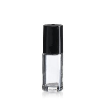 12 1/8 Fl. Oz./1 Dram/about 4 ml. Plain Roll on Bottles with Balls and Black Caps