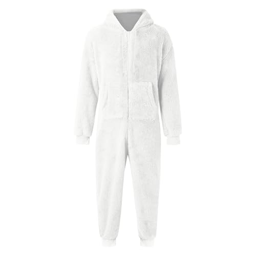 Onesie Adult For Men Relaxed Jumpsuits Pajamas Hooded Homewear Loose Fit Soft Plush Robes Plus Size Zipper Rompers3