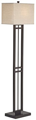 Pacific Coast Lighting 85-2470-20 Central Loft 1-Light Floor Lamp, Bronze Finish with Linen Fabric Shade, 16" x 12" x 64.5"