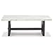 Signature Design by Ashley Burkhaus Traditional Rectangular Coffee Table with Marble Tabletop, Dark Brown & White
