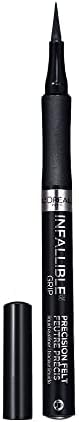 L'Oreal Paris Cosmetics Infallible Grip Precision Felt Eyeliner, Smudge Resistant, Long Lasting Waterproof Eyeliner, Black, Black, 0.03 fl oz