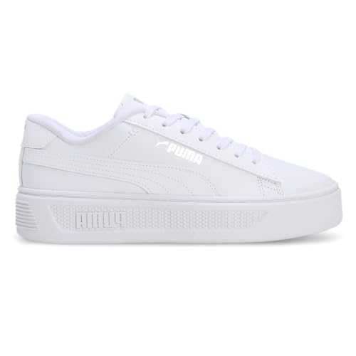 PUMA PUMA Women's Smash Platform V3 Sneaker White White Silver, 6.5