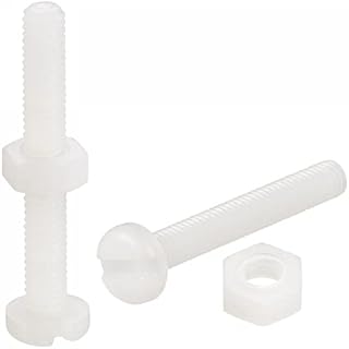 sourcing map 20 Pairs Nylon Screw Nut Assortment, M4x12mm Slotted Pan Head Screws & M4 Hex Nuts for Machinery, Electronics, White