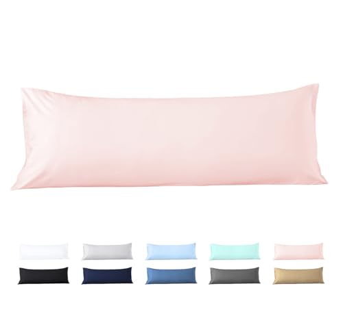 Image of Body Pillow Cover 20x72 Body Pillow Case 100% Egyptian Cotton Hotel Quality 1-Pieces Blush Pink Body Pillow Cover Premium 600 Thread Count Body Pillowcase Zipper Closure - 20 x 72, Blush Pink