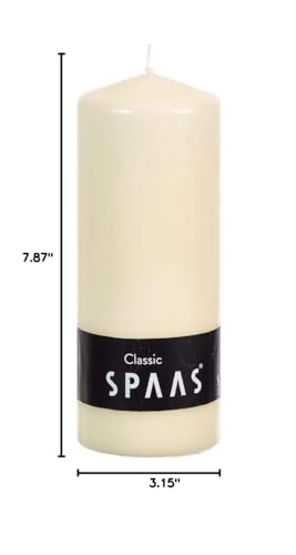 Ivyline S0073201037 Spaas Unscented Pillar Candle, ± 90 Hours, Ivory, 78mm Diameter, 200mm Height