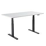 KIMEX Bureau motorisé Assis-Debout 160x75cm Plateau Blanc/Pied Noir